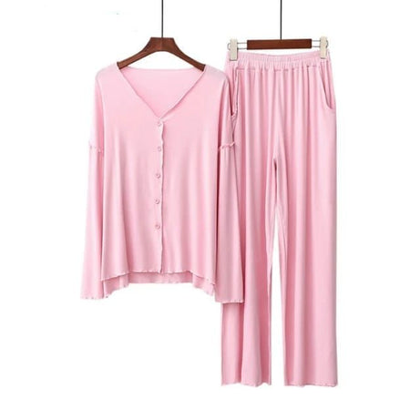 V Neck Button Style Shirt Trouser Night Dress