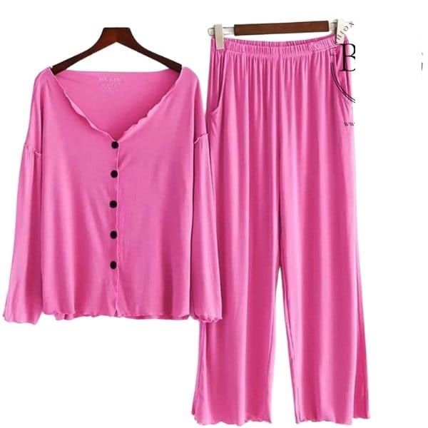 V-Neck Button Women Night Suit PJ Set - Oshi.pk - Buy & Sell Online