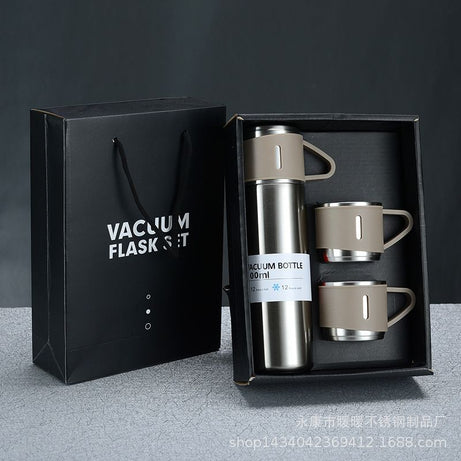 Vacuum Flask Set with 2 Steel Cup Combo-Keeps HOT/Cold-Ideal Gift Itoms & Bottle 500 ml Bottle - Oshi.pk - Buy & Sell Online