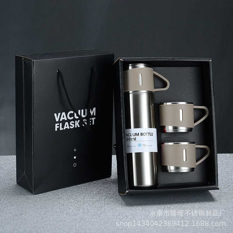 Vacuum Flask Set with 2 Steel Cup Combo-Keeps HOT/Cold-Ideal Gift Itoms & Bottle 500 ml Bottle - Oshi.pk - Buy & Sell Online