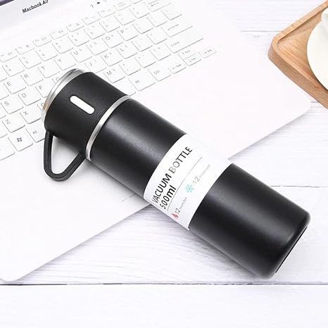 Vacuum Flask Set with 2 Steel Cup Combo-Keeps HOT/Cold-Ideal Gift Itoms & Bottle 500 ml Bottle - Oshi.pk - Buy & Sell Online