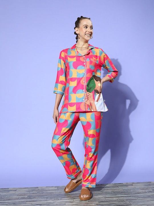 Valerie Crescent Princess Pink Pyjama Set | Pajama Sets for Women (Studio By Arj) - Oshi.pk - Buy & Sell Online