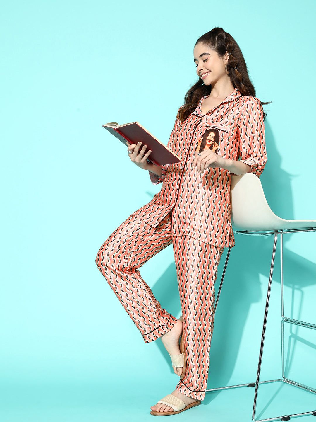 Valerie Crescent Princess Pink Pyjama Set | Pajama Sets for Women (Studio By Arj) - Oshi.pk - Buy & Sell Online