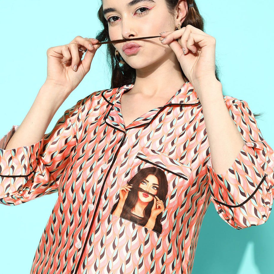 Valerie Crescent Princess Pink Pyjama Set | Pajama Sets for Women (Studio By Arj) - Oshi.pk - Buy & Sell Online