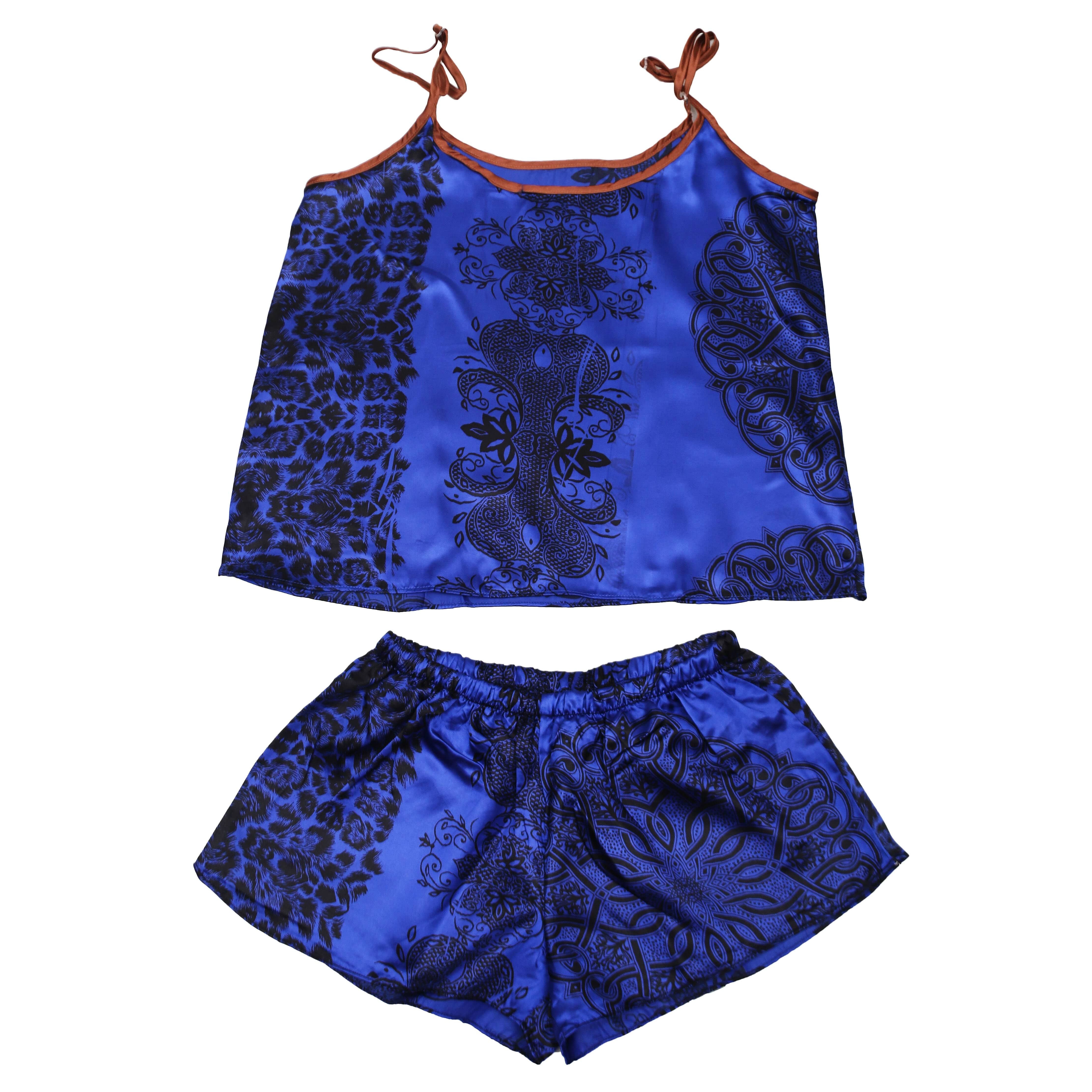 Valerie Digital print silky satin Night wear Cami set for women with eye mask and scrunchies - Oshi.pk - Buy & Sell Online