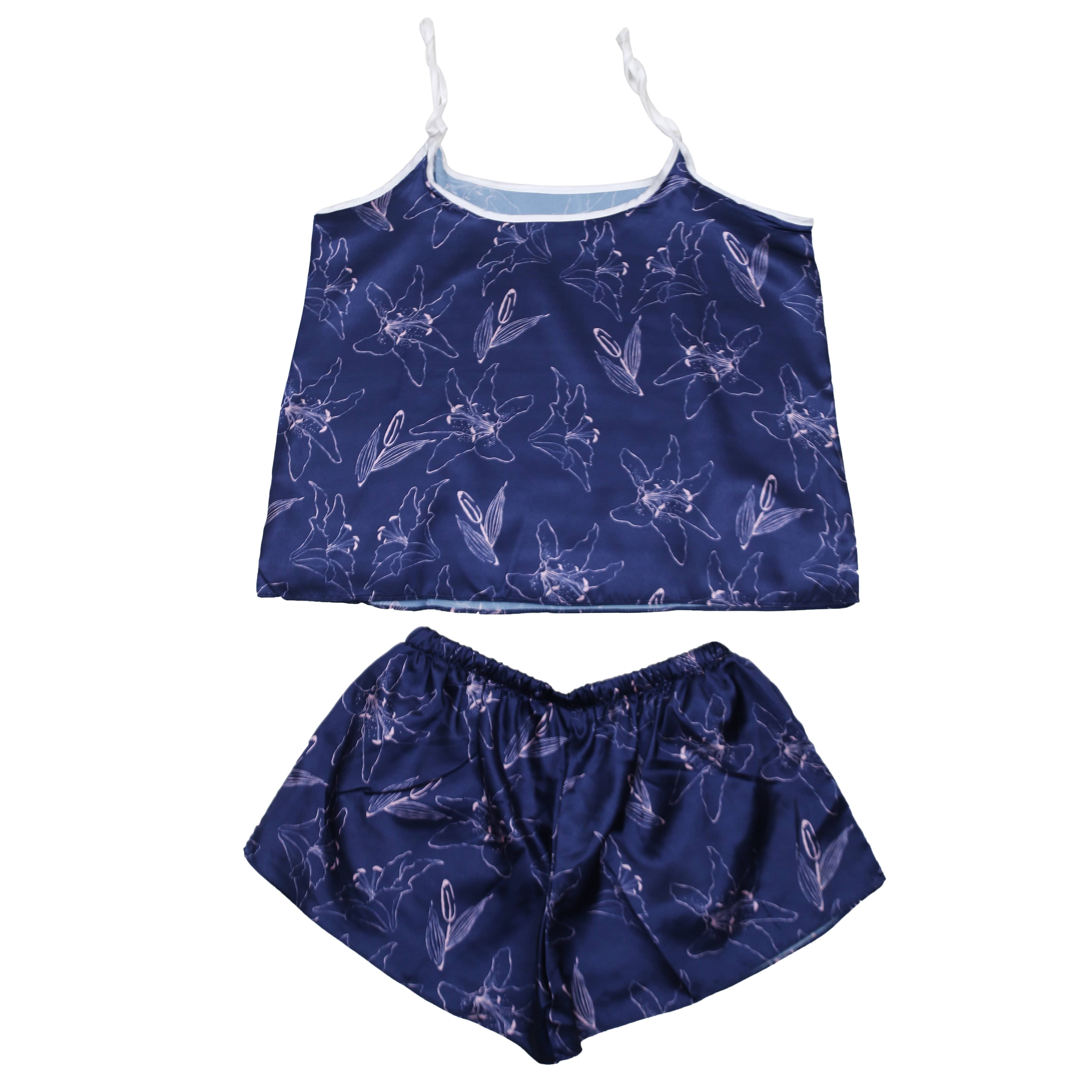 Valerie Digital print silky satin Night wear Cami set for women with eye mask and scrunchies - Oshi.pk - Buy & Sell Online