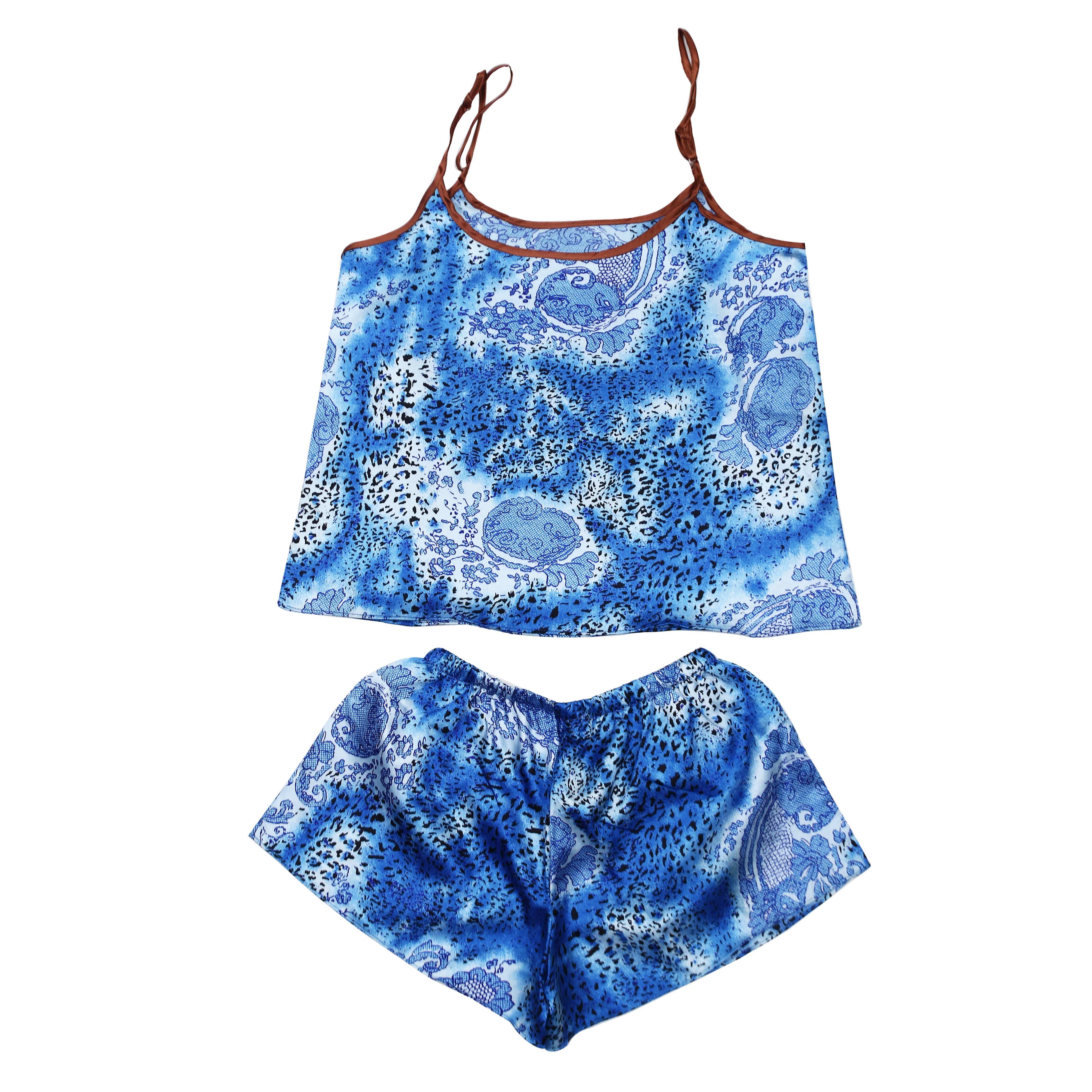 Valerie Digital print silky satin Night wear Cami set for women with eye mask and scrunchies