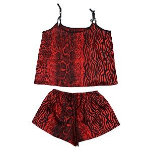 Valerie Digital print silky satin Night wear Cami set for women with eye mask and scrunchies