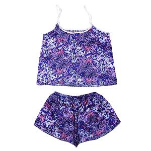 Valerie Digital print silky satin Night wear Cami set for women with eye mask and scrunchies