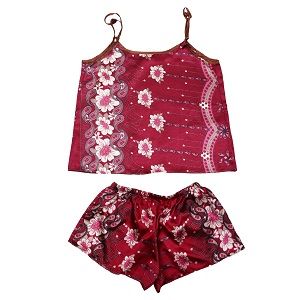 Valerie Digital print silky satin Night wear Cami set for women with eye mask and scrunchies