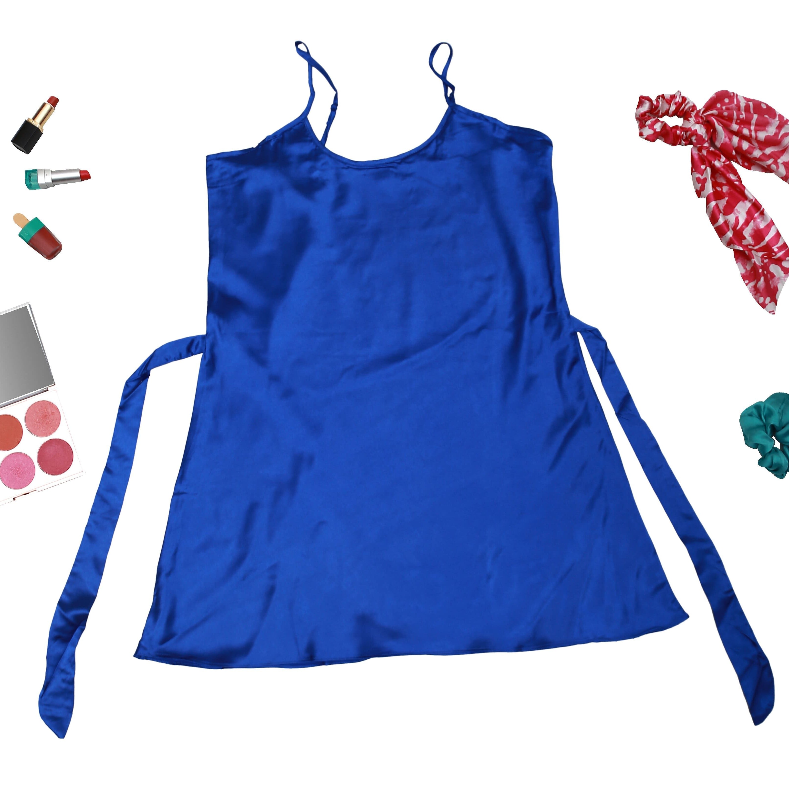 Valerie imported silk satin Royal Blue color chemise sleep pretty spaghetti strap chemise/night wears - Oshi.pk - Buy & Sell Online
