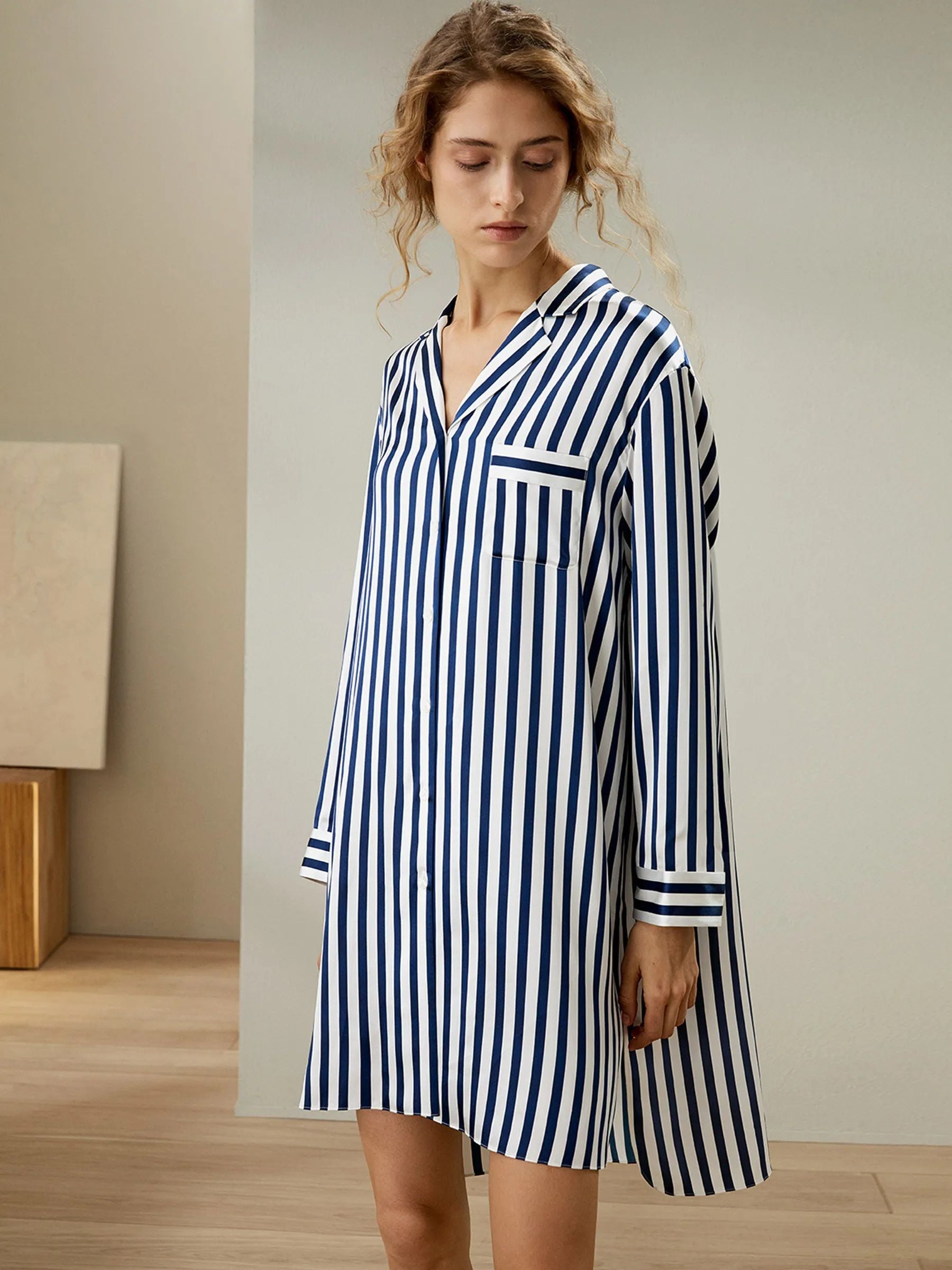 ValerieNight dress for women Nightwear Stripe Night Shirt has a relaxed and feels Cool and Smooth Sleepwear For Women (Studio By Arj) - Oshi.pk - Buy & Sell Online