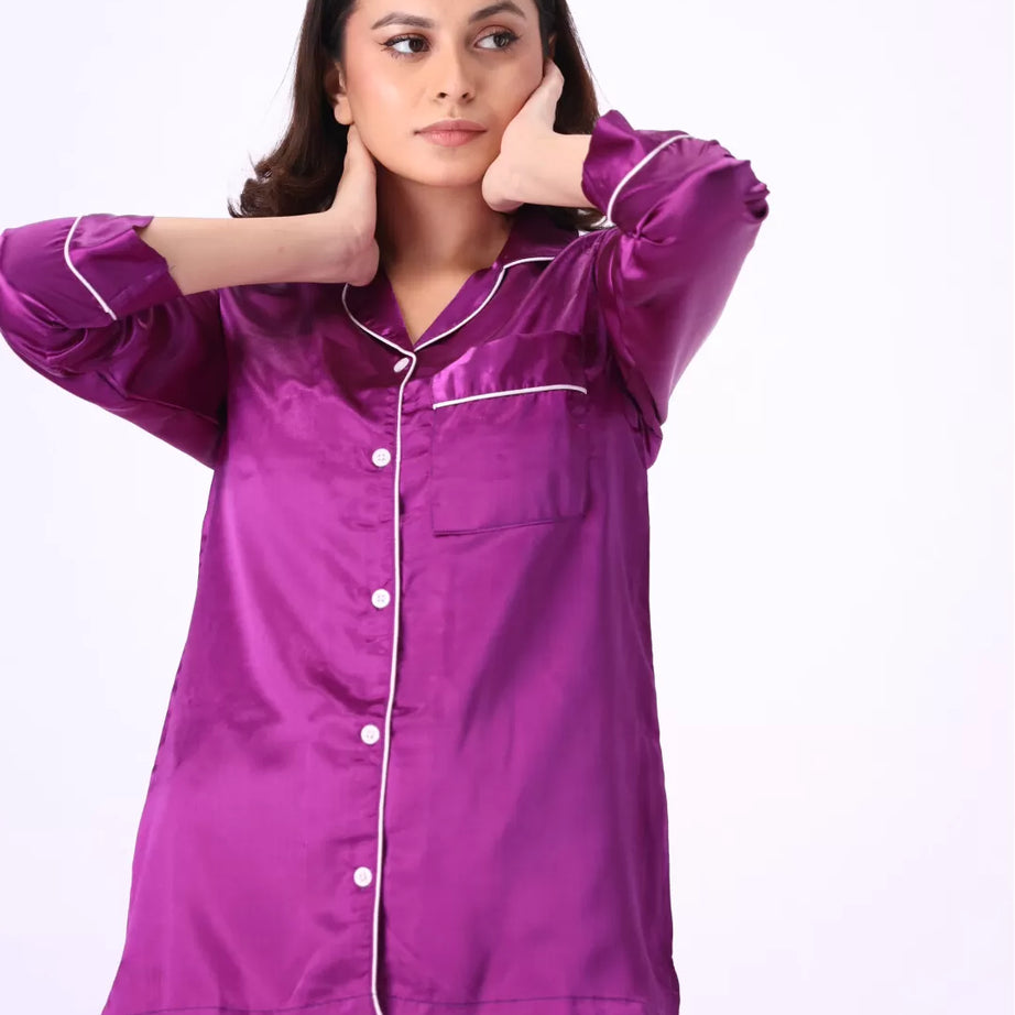 Valerie nightwear Gorgeous satin pajama set. Offering a well-fitting, luxury sleepwear. - Oshi.pk - Buy & Sell Online