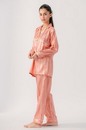 Valerie Nightwear Shadow Stripe Pajama Set this Vintage-Looking two-piece has a relaxed and feels Cool and Smooth Sleepwear - Oshi.pk - Buy & Sell Online