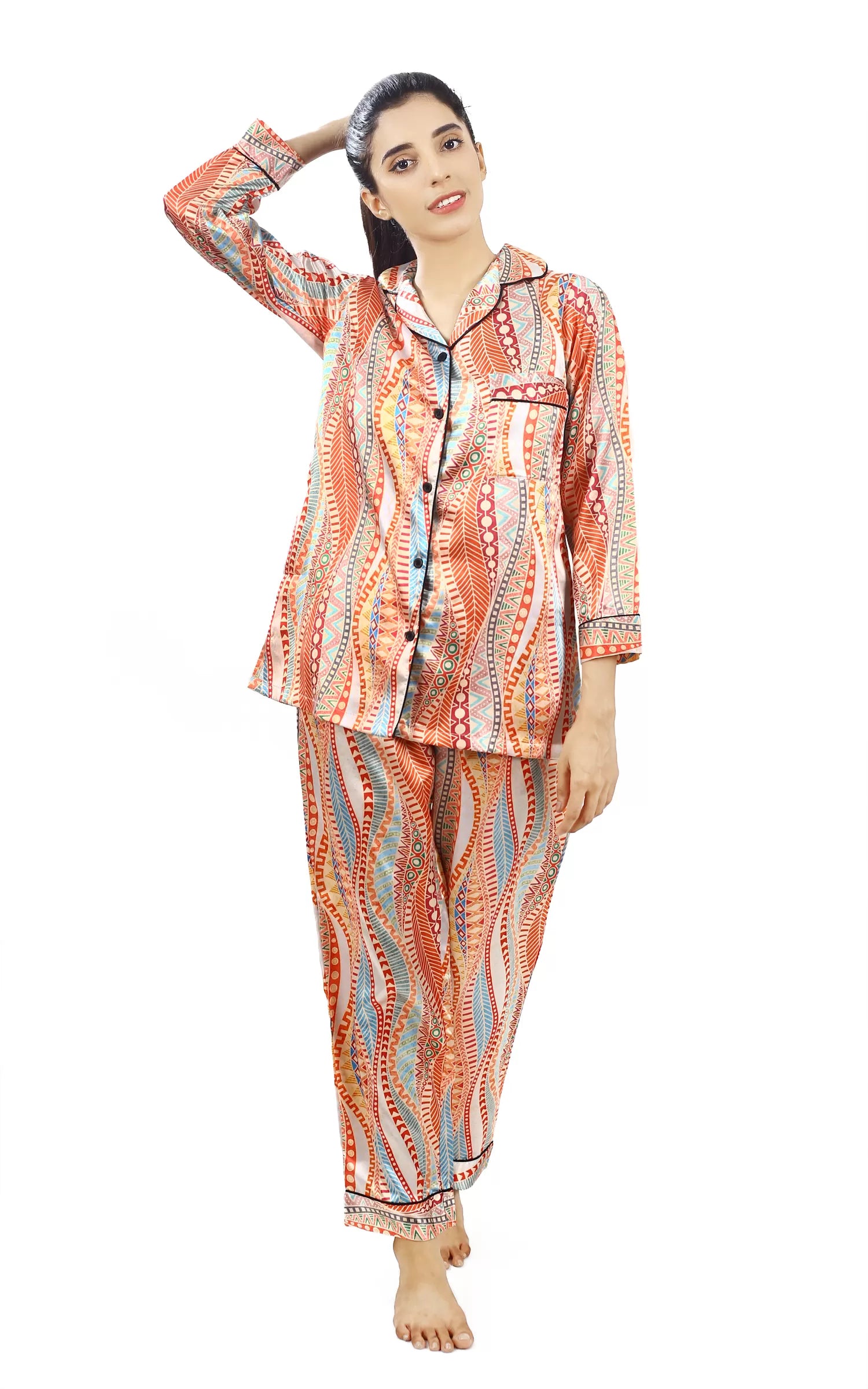 Valerie Nightwear Smoothy Satin Pajama set COMFORTABLE and BREATHABLE