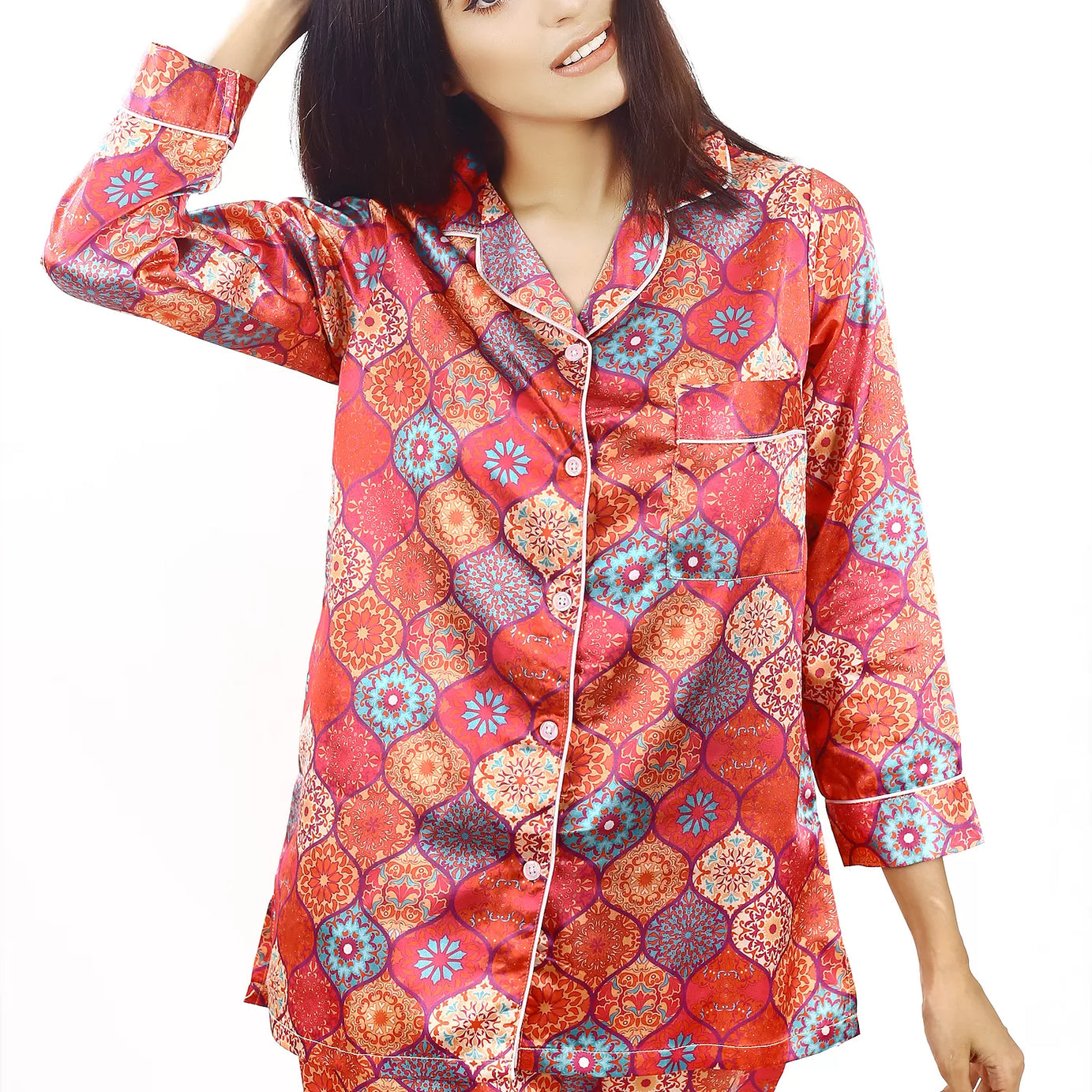 Valerie Nightwear Smoothy Satin Pajama set COMFORTABLE and BREATHABLE