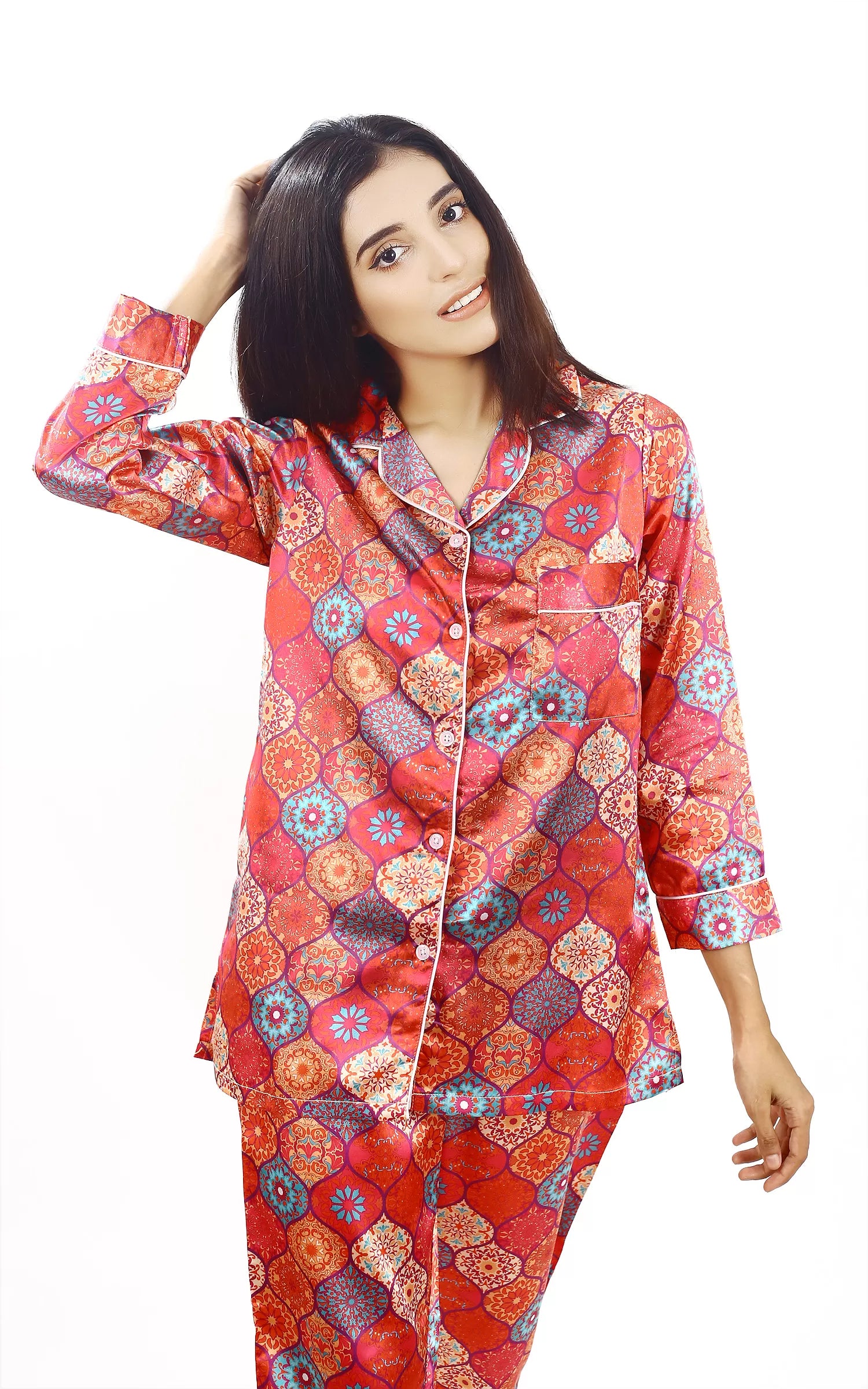 Valerie Nightwear Smoothy Satin Pajama set COMFORTABLE and BREATHABLE