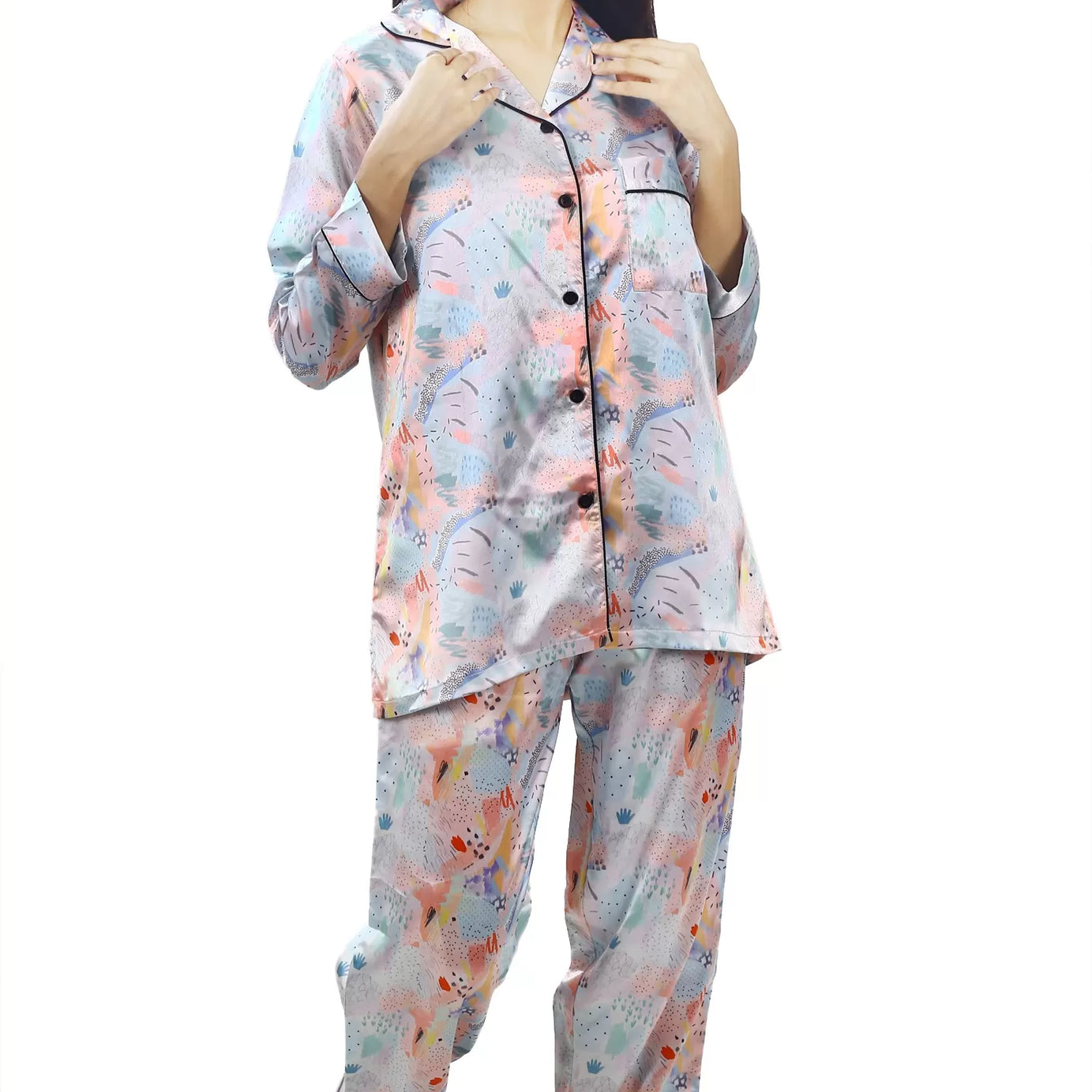 Valerie Nightwear Smoothy Satin Pajama set COMFORTABLE and BREATHABLE