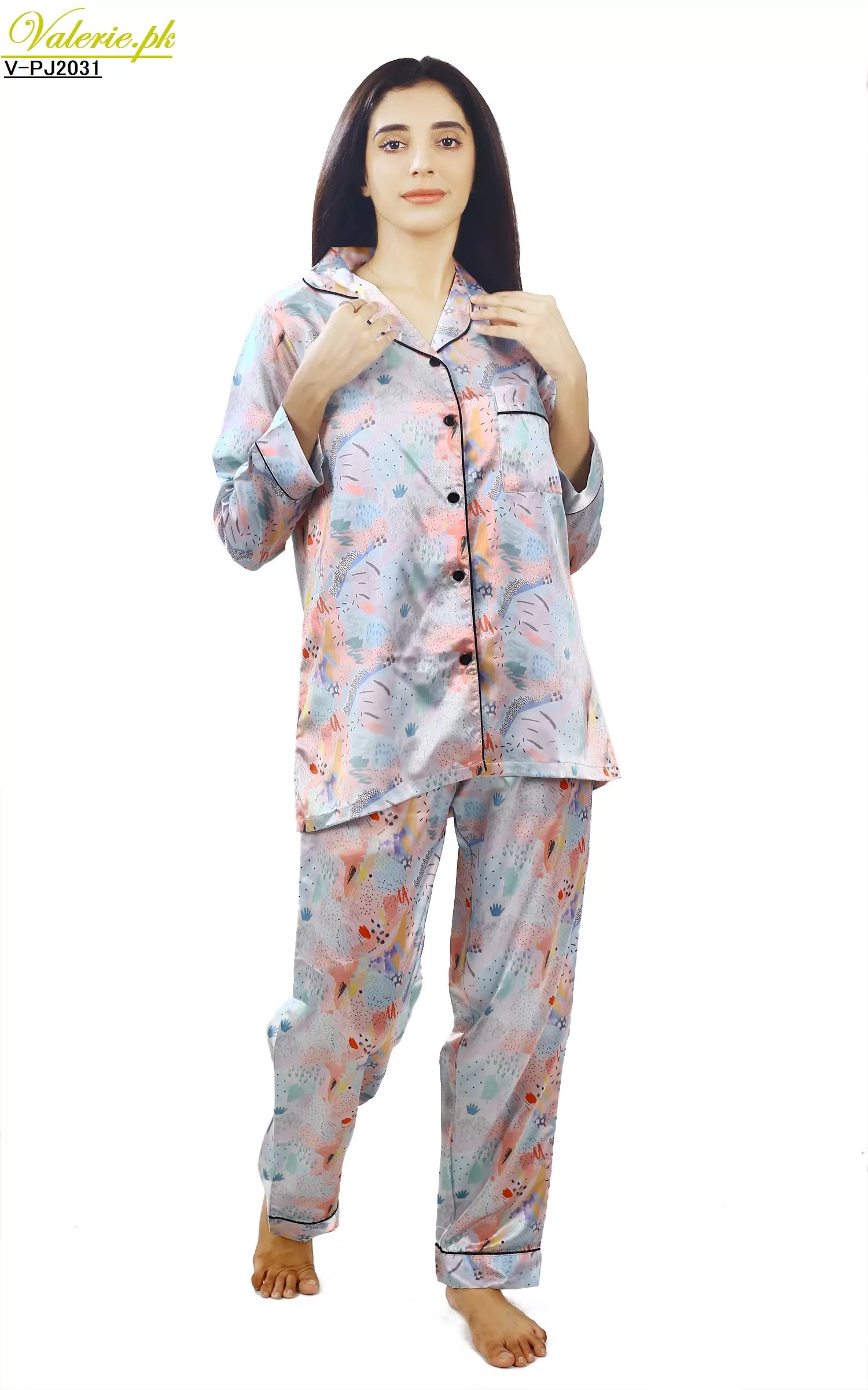 Valerie Nightwear Smoothy Satin Pajama set COMFORTABLE and BREATHABLE