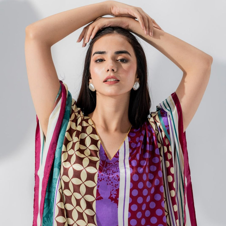 Valerie Silky Satin Night Wear Kaftan For Women Night Dress - Oshi.pk - Buy & Sell Online