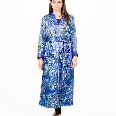 Valerie Women Silky Comfy Satin Classic Long robe/gown Featuring Contrast Trims & piping Nightwear - Oshi.pk - Buy & Sell Online