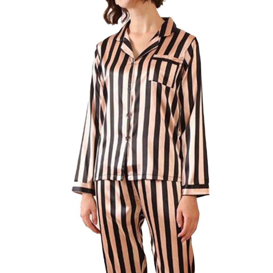 Valerie Women Soft Pajamas Set With Black Stripe pajama set - Oshi.pk - Buy & Sell Online