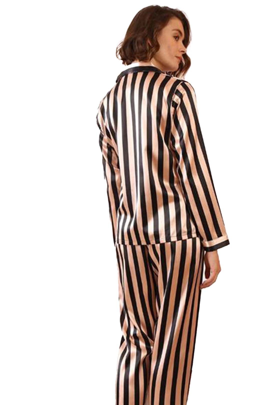 Valerie Women Soft Pajamas Set With Black Stripe pajama set - Oshi.pk - Buy & Sell Online