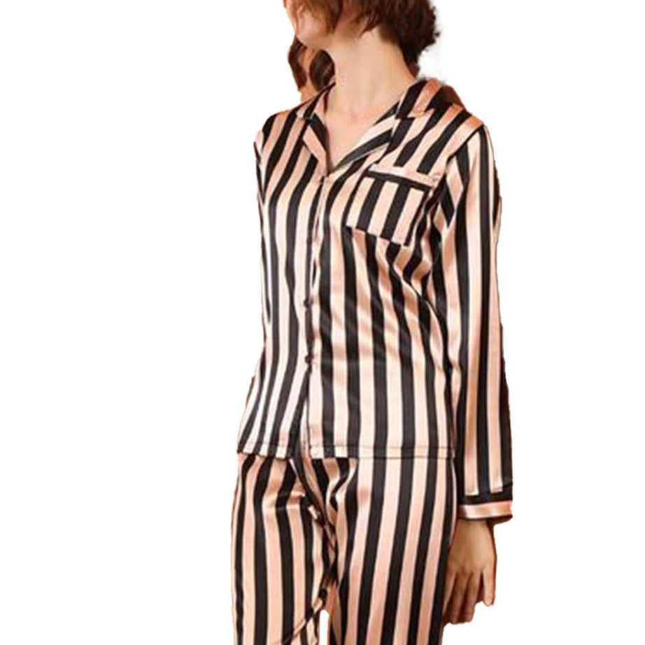 Valerie Women Soft Pajamas Set With Black Stripe pajama set - Oshi.pk - Buy & Sell Online