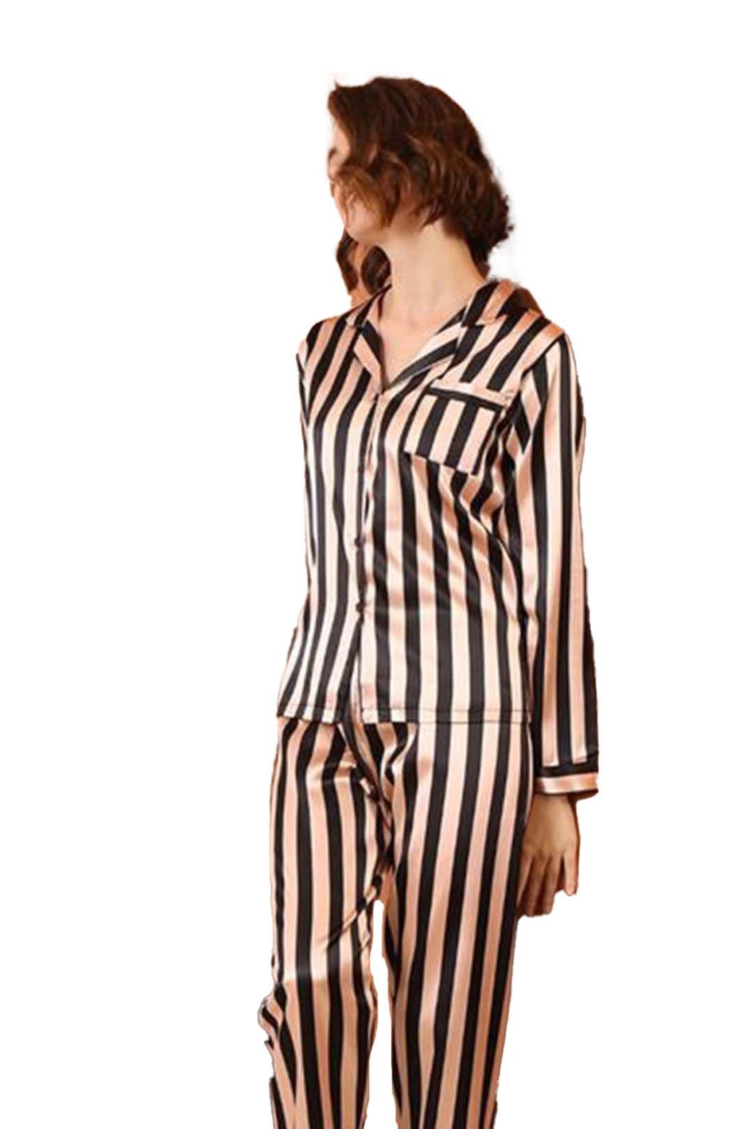 Valerie Women Soft Pajamas Set With Black Stripe pajama set - Oshi.pk - Buy & Sell Online