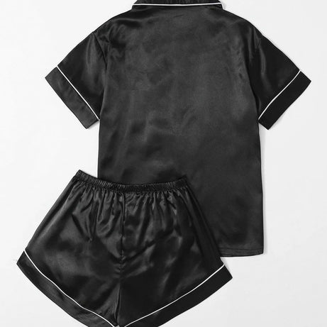 Valerie Women’s Contrast Pipping Satin Short PJ Set /Nightdress Silky/ Night Suit For Women’s - Oshi.pk - Buy & Sell Online