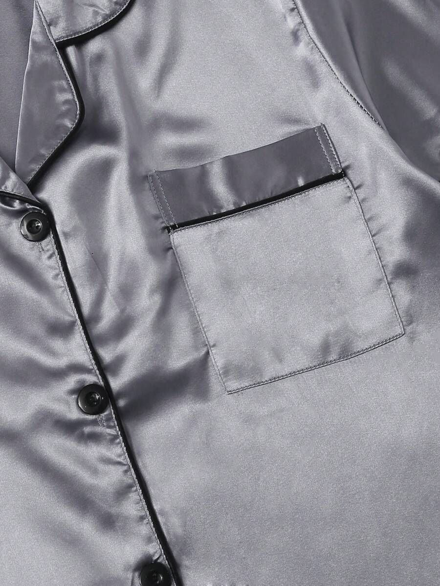 Valerie Women’s Contrast Pipping Satin Short PJ Set /Nightdress Silky/ Night Suit For Women’s - Oshi.pk - Buy & Sell Online