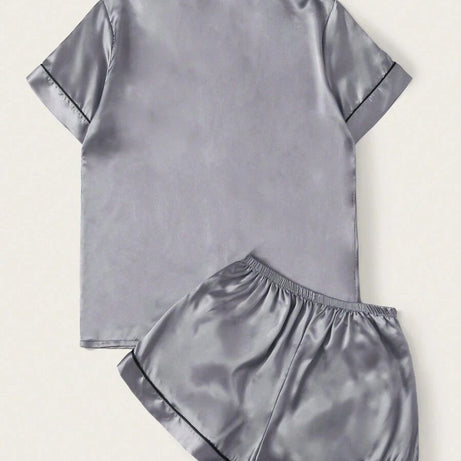 Valerie Women’s Contrast Pipping Satin Short PJ Set /Nightdress Silky/ Night Suit For Women’s - Oshi.pk - Buy & Sell Online