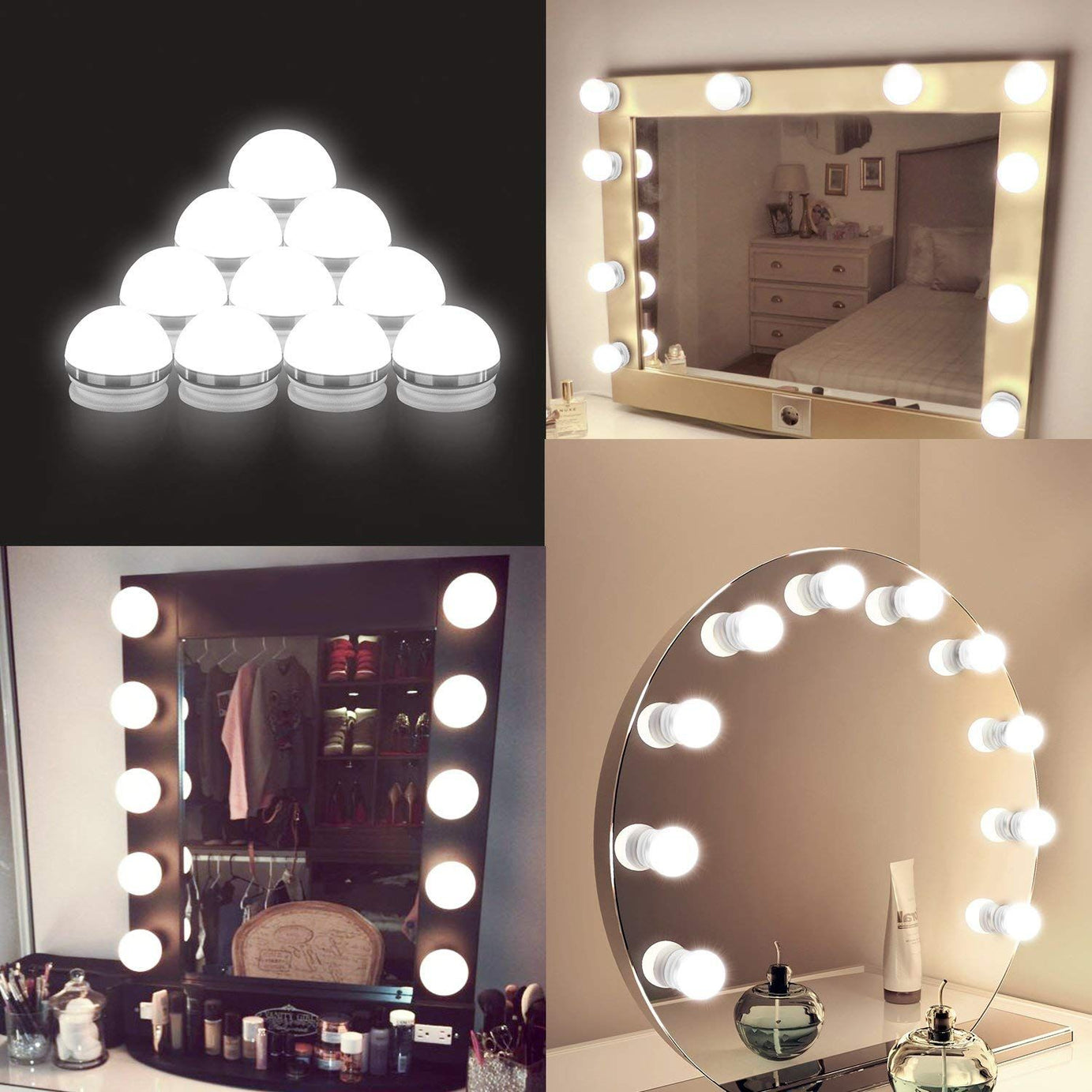 Vanity Light Makeup Mirror LED Bulbs Super Bright Mirror Studio Glow 3 Mode Vanity Led Bulb White, Off White & Yellow With 10 Bulbs