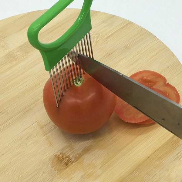 Vegetable Holder Stainless Steel Onion Fork Fruit Cutter Slicer - Oshi.pk - Buy & Sell Online