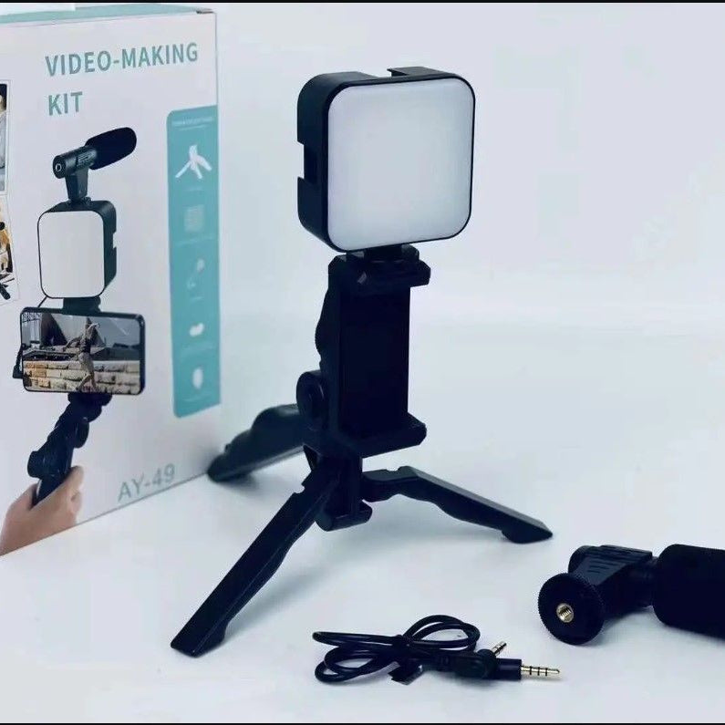 VLog Mobile Vlogging Kit, Video Making kit, with tripod stand, Microphone, Led Light, Mobile Holder ALL IN ONE Better Sound And Lighting - Oshi.pk - Buy & Sell Online