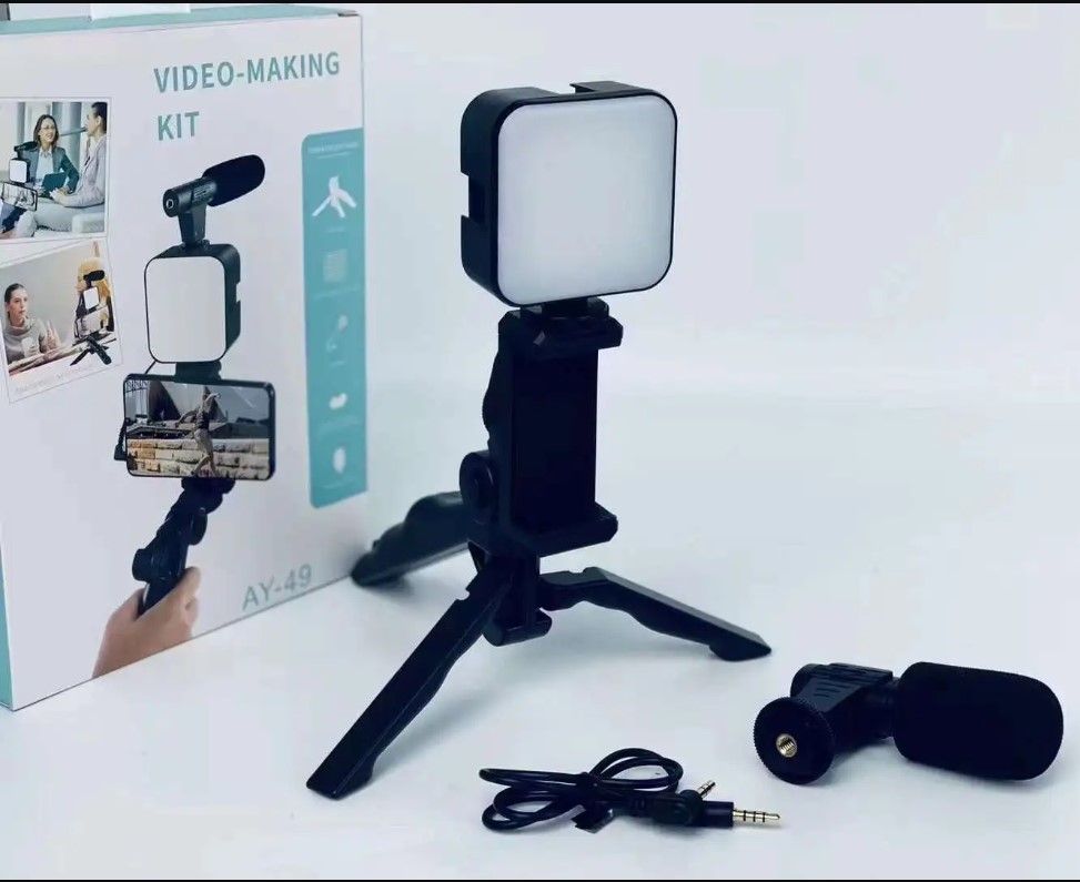 VLog Mobile Vlogging Kit, Video Making kit, with tripod stand, Microphone, Led Light, Mobile Holder ALL IN ONE Better Sound And Lighting - Oshi.pk - Buy & Sell Online