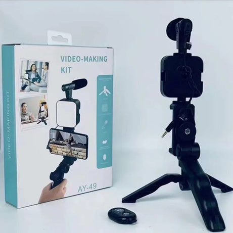 VLog Mobile Vlogging Kit, Video Making kit, with tripod stand, Microphone, Led Light, Mobile Holder ALL IN ONE Better Sound And Lighting - Oshi.pk - Buy & Sell Online