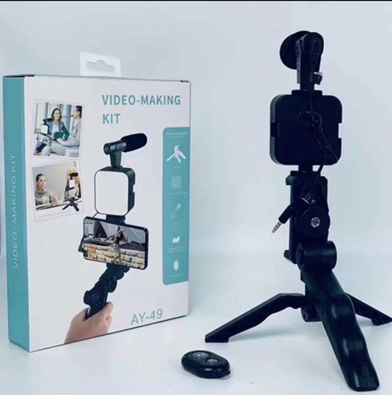 VLog Mobile Vlogging Kit, Video Making kit, with tripod stand, Microphone, Led Light, Mobile Holder ALL IN ONE Better Sound And Lighting - Oshi.pk - Buy & Sell Online