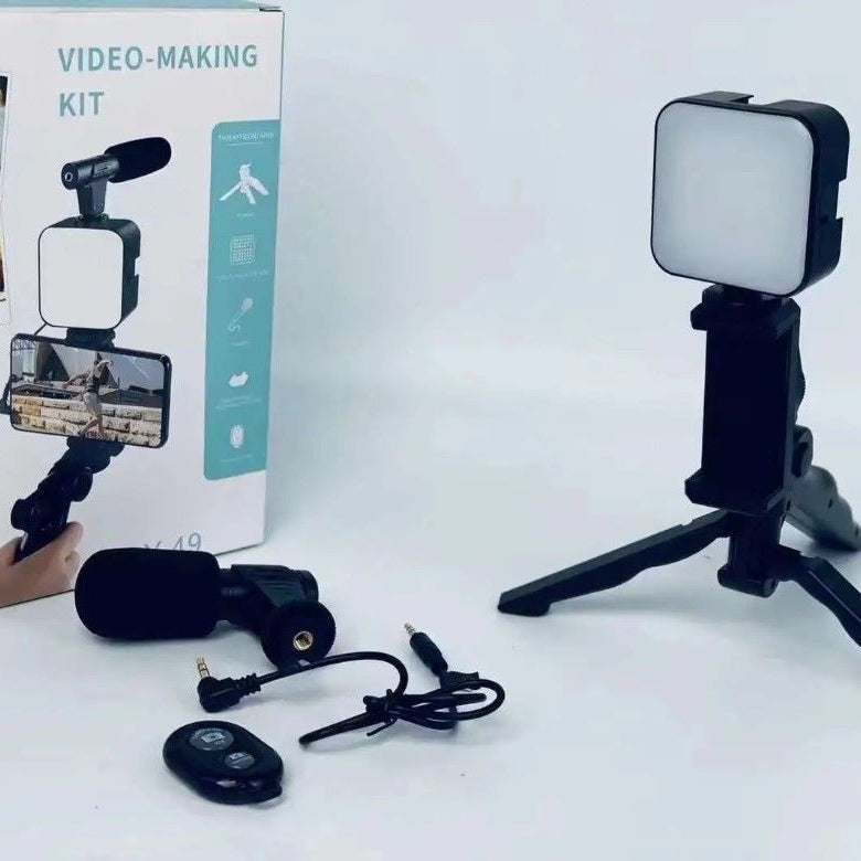 VLog Mobile Vlogging Kit, Video Making kit, with tripod stand, Microphone, Led Light, Mobile Holder ALL IN ONE Better Sound And Lighting - Oshi.pk - Buy & Sell Online