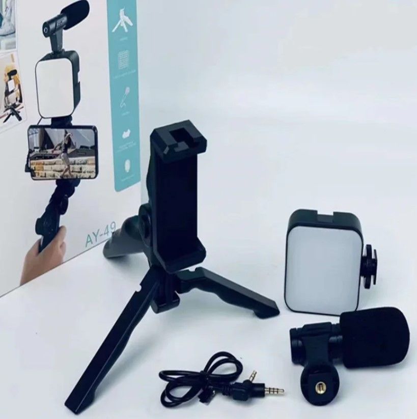 VLog Mobile Vlogging Kit, Video Making kit, with tripod stand, Microphone, Led Light, Mobile Holder ALL IN ONE Better Sound And Lighting - Oshi.pk - Buy & Sell Online