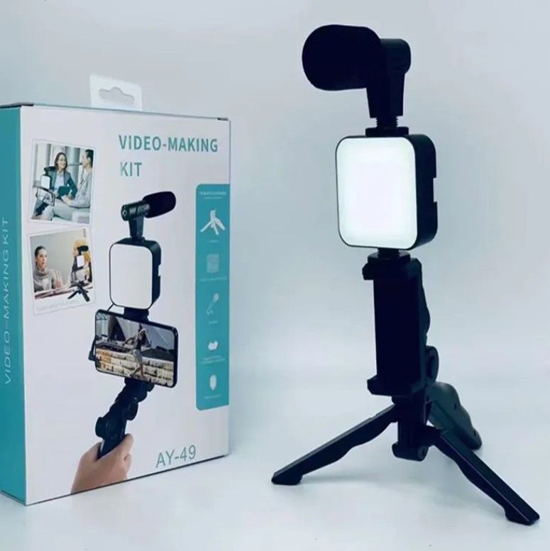 VLog Mobile Vlogging Kit, Video Making kit, with tripod stand, Microphone, Led Light, Mobile Holder ALL IN ONE Better Sound And Lighting - Oshi.pk - Buy & Sell Online