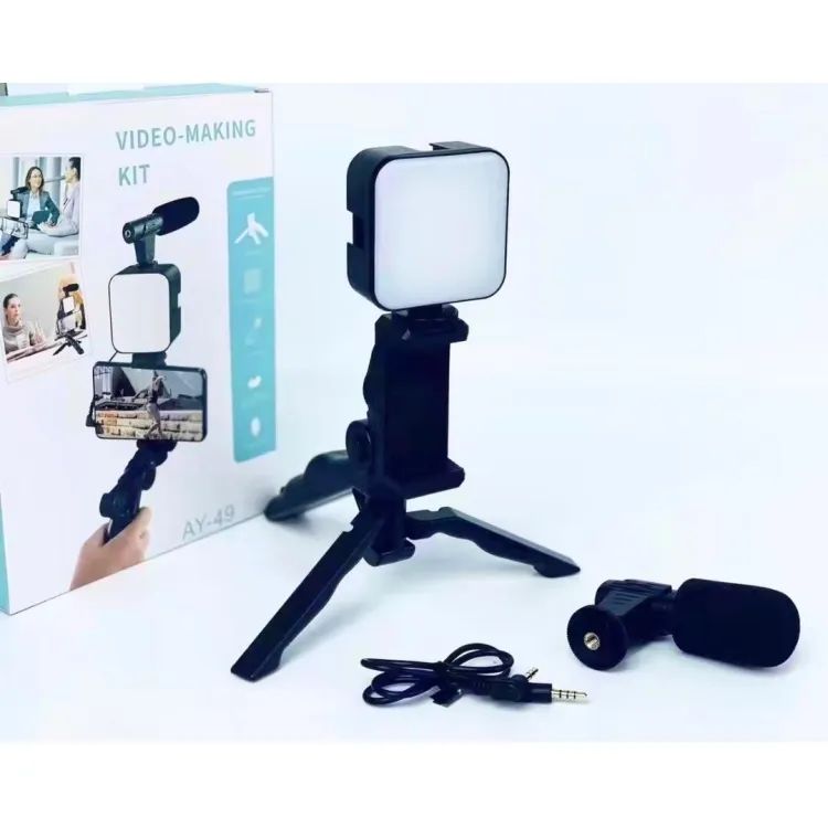 Vlogging Kit, Video Making kit, with tripod stand, Microphone, Led Light, Mobile Holder ALL IN ONE - Oshi.pk - Buy & Sell Online