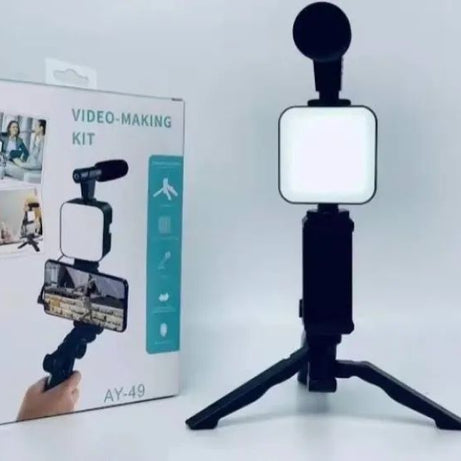 Vlogging Kit, Video Making kit, with tripod stand, Microphone, Led Light, Mobile Holder ALL IN ONE - Oshi.pk - Buy & Sell Online