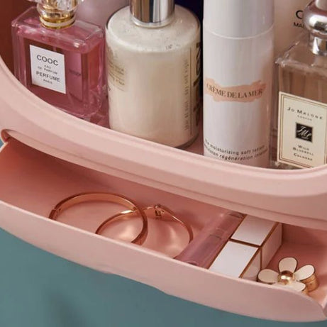 Wall-Mounted Cosmetic Storage Box Perforation-Free Bathroom Toilet Skin Care Products Dust-Proof Wall-Mounted Shelf - Oshi.pk - Buy & Sell Online