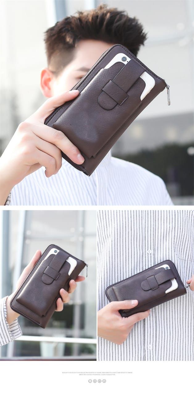 Wallets Fashion Clutch Male Wallet Phone Men Wristlet Men Clutch Bags Coin Purse Men's Wallet Leather Male Purse - Oshi.pk - Buy & Sell Online