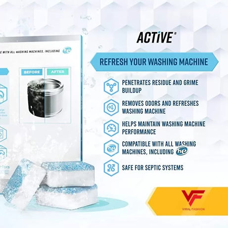 Washing Machine Cleaning Tablets 12PCS Washing Machine Cleaner Bacteria Remover Cleaning Detergent Tablets Laundry Expert Deep Cleaner Odor Removal - Oshi.pk - Buy & Sell Online