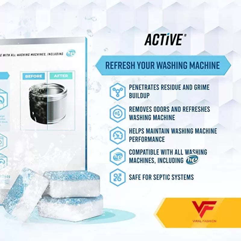 Washing Machine Cleaning Tablets 12PCS Washing Machine Cleaner Bacteria Remover Cleaning Detergent Tablets Laundry Expert Deep Cleaner Odor Removal - Oshi.pk - Buy & Sell Online