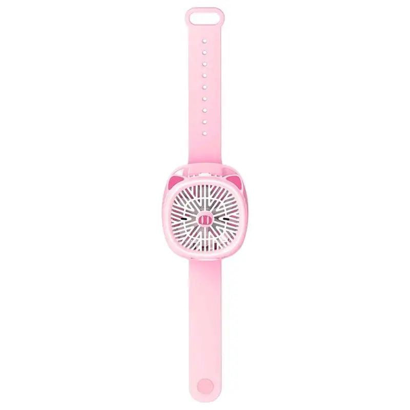 Watch Fan Cartoon with Wrist Strap Rechargeable 3 Levels Adjustable Handheld Fan for TravelLow - Oshi.pk - Buy & Sell Online