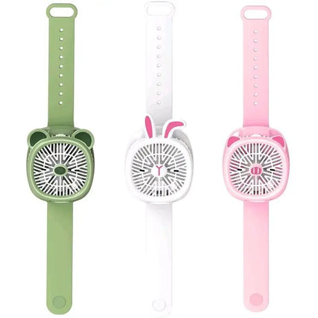 Watch Fan Cartoon with Wrist Strap Rechargeable 3 Levels Adjustable Handheld Fan for TravelLow - Oshi.pk - Buy & Sell Online