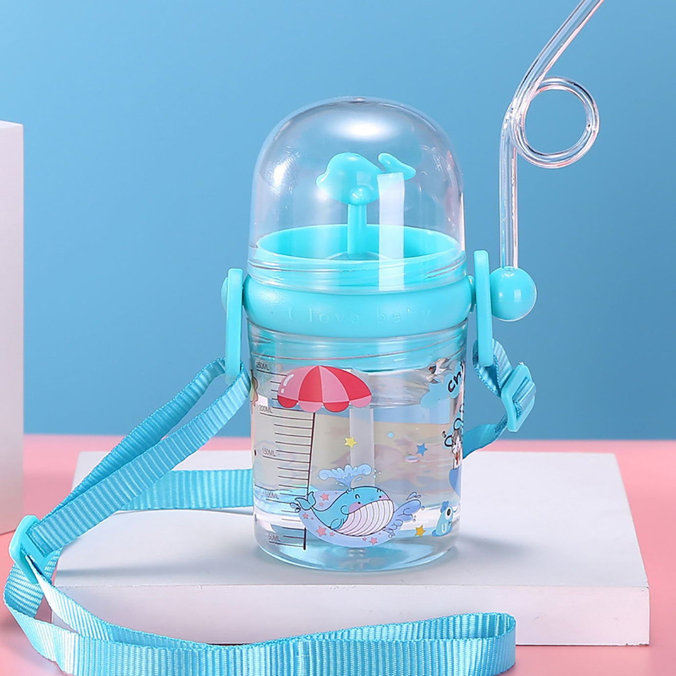 Water Cup Drop Proof Strap Design Plastic Whale Spray Drinking Cup For Children - Oshi.pk - Buy & Sell Online